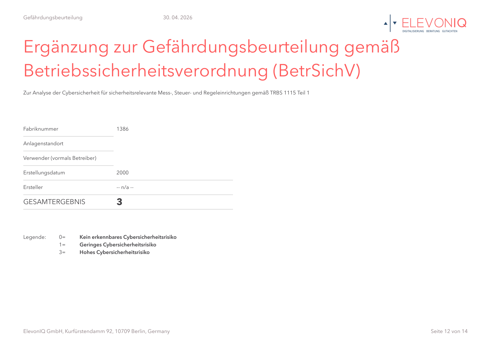 Gefährdungsbeurteilung Seite 12 — Maßnahmen